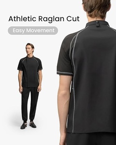 Chaqueta de Chef Negra de Manga Corta para Hombre, Poliéster Tejido, Cierre de Botones, Uniforme para Camareros, Uso en Restaurantes y Bares - Product Image 3