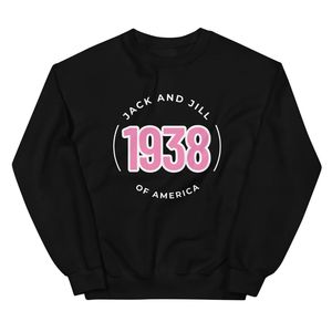 Unisex <b>Black</b> 1938 Graphic Crewneck Sweatshirt <b>Long</b> Sleeve Casual Pullover <b>Top</b> with Front Letter Design and Ribbed Cuffs Everyday - Product Image 1