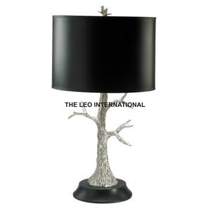 Lámpara de Metal Plateada con Diseño de Rama de Árbol para Sala de Estar, Dormitorio, Hogar, con Pantalla de Tela, Forma Redonda, Luces para Bodas - Product Image 1