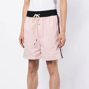<b>Men's</b> <b>Pink</b> 100% Polyester Mid Waist Drawstring <b>Shorts</b> Side Stripe Casual Sport Style Breathable Oxford Fabric Windproof Quick - Product Image 3