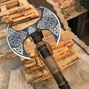 Hache artisanale de qualité supérieure en acier à haute teneur en carbone, de qualité industrielle, personnalisée, OEM, idéale pour le camping, la chasse, cadeau pour père - Product Image 4