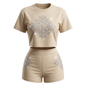 Custom Rhinestone Butterfly Girls <b>Shorts</b> Set Pink Crop Top Summer Fashion Two Piece Outfit - Product Image 6