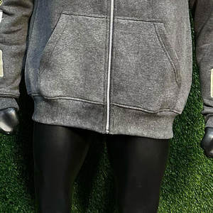 Sweat à capuche zippé oversize uni en molleton coupe carrée pour homme – Qualité supérieure – Meilleures ventes – Sweat à capuche zippé personnalisé en mélange de coton - Product Image 4