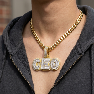 Colgante de Letra CEO con Diamantes Cultivados en Laboratorio, Estilo Hip Hop, con Incrustaciones de Diamantes Baguette, Personalizado al por Mayor - Product Image 5