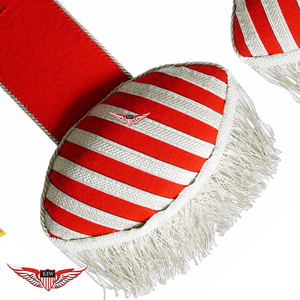 Epaulettes Vintage KEW Rojos y Blancos a Rayas con Flecos Bordados, Diseño Ecológico Personalizable - Product Image 2