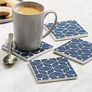 Juego de Posavasos Modernos de Corcho Azul Marino, Estilo Nórdico, Cuadrados, Resistentes al Calor, para Hogar y Oficina - Product Image 1