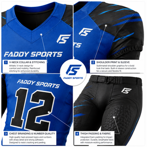 Ensemble d'uniformes de football américain personnalisés par sublimation, tenue d'entraînement professionnelle pour équipe, maillot de football respirant avec pantalon rembourré - Product Image 3
