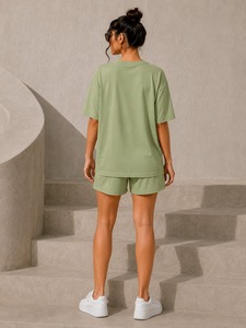 Ensemble de shorts 2 pièces pour femmes modernes, fabriqué en coton 100%, respirant, texture douce, coupe régulière, mode décontractée d'été, best-seller - Product Image 3