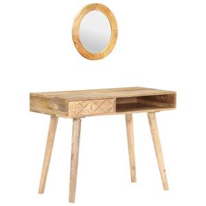 Table de maquillage en bois de manguier naturel massif de taille moyenne - Product Image 1
