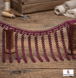Flecos Decorativos HitJem para Exportación, 100% Algodón, Diseño de Hojas Color Borgoña, para Uso Textil en el Hogar - Product Image 2