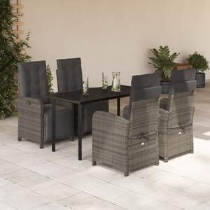 5 pezzi grigio Poly Rattan Patio Set da pranzo con cuscini mobili da esterno durevoli - Product Image 1