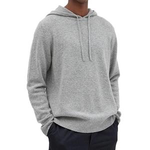 <b>Men's</b> Regular Fit Hooded Knit Sweater Solid Gray Casual Wear 100% Cotton Autumn Style For <b>Men</b> - Product Image 4