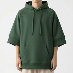 เสื้อฮู้ดดี้โอเวอร์ไซส์ OEM แขนสั้น ผ้าฝ้าย ผลิตตามสั่ง แบรนด์ส่วนตัว จัดส่งรวดเร็ว - Product Image 1