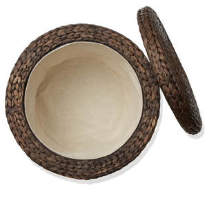 Pouf en jacinthe d'eau ronde tissée à la main de 7 pouces avec repose-pieds pour salon chambre salle de bain bureau à domicile - Product Image 6