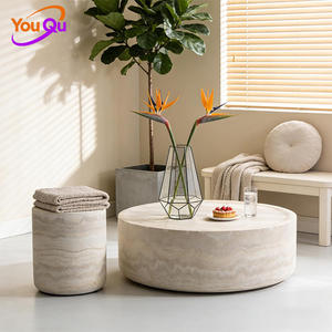 Mesa de Centro de Diseño Minimalista de Lujo Nórdico Wabi Sabi, Mesa Circular de Piedra Caliza - Product Image 3