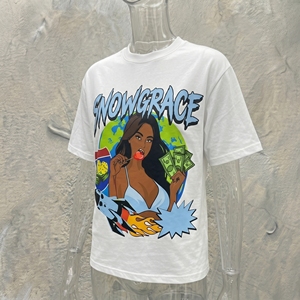 Snowgrace Men's White Short Sleeve T-<b>Shirt</b> With Graphic Print Street Style Regular Fit O-Neck Jersey Cotton - Product Image 4