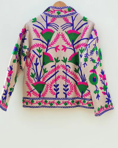 Chaqueta Bomber de Algodón Bordada Suzani al por Mayor, Diseño Floral Tradicional Hecho a Mano, Transpirable, Tejido Acabado, Unisex - Product Image 2