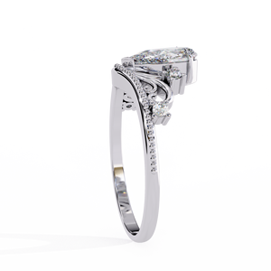 Bague de fiançailles et de mariage solitaire en diamant de laboratoire taille poire, coupe brillante, couleur E, plaqué or rose - Product Image 3