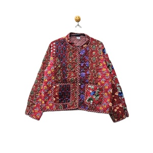 Veste réversible matelassée en coton vintage indienne faite à la main pour femme, doublure en lin doux de qualité supérieure, rayures uniques, rivets, confortable pour l'hiver - Product Image 1