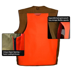 Chaleco de Caza Upland 2026 con Múltiples Bolsillos Marrón/Naranja, Chaleco de Caza de Aves con Bolsa Expandible para Caza, Fabricado por Imra Impex - Product Image 4