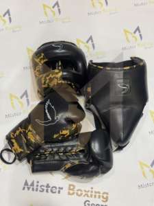 Conjunto de Guantes de Boxeo Personalizados con Cualquier Logotipo o Nombre, Fabricados en Cuero Vacuno Original, Diseño Personalizado de Fábrica, Guantes Negros - Product Image 2