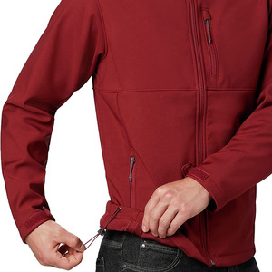 Veste en polaire rouge pour homme, col montant, fermeture éclair, coupe-vent, vêtements décontractés pour l'extérieur, coupe régulière, couleur unie, matière polyester - Product Image 4