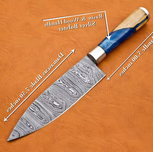 LEGACY BLADES Damascus Steel Chef <b>Knife</b> 7-8in Hand Forged Modern Wood Handle Razor <b>Sharp</b> Ambidextrous Dishwasher <b>Kitchen</b> <b>Knife</b> - Product Image 3
