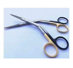 Ciseaux chirurgicaux ORL Heymann Premium, noirs et dorés, en acier inoxydable courbé, instrument pour interventions médicales professionnelles - Product Image 3
