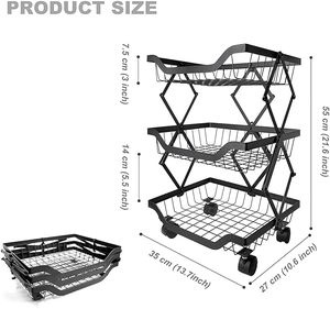 Cesta de Almacenamiento Metálica con Recubrimiento en Polvo de Primera Calidad, Contenedor de Alambre Resistente para el Hogar - Product Image 1