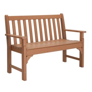 Modern 49in Vertical Backrest Teak Garden <b>Bench</b> with HDPE for Parks and Patios <b>Wood</b> and Metal Material - Product Image 4