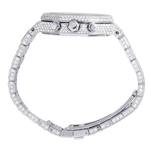 นาฬิกาข้อมือควอตซ์สแตนเลสสตีลผู้ชายแฟชั่นฮิปฮอปประดับเพชรโมอิสซาไนต์ สายขนาด 20 มม. หน้าปัดกระจก - Product Image 4