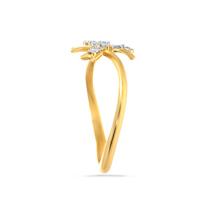 Bague de fiançailles en or de qualité supérieure pour femme : diamants taille marquise de 0,35 carat dans un design feuille détaillé - Product Image 3