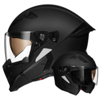 RNG Combinaison Casque Matte Noir Intégral Casque de Moto Double Visière DOT Approuvé Flip up Casque Adultes Homme Femme