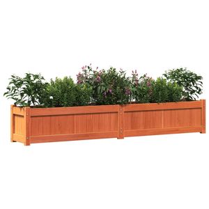 Ensemble de 2 grands pots de fleurs et jardinières en bois de pin massif brun ciré - Product Image 4