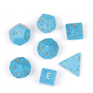 Dés en pierre de haute qualité, howlite bleue, turquoise, cristaux naturels, pierres de guérison reiki, ensemble de dés gravés sur mesure, cristaux vikings - Product Image 2