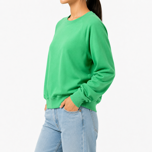 Sudadera de cuello redondo para mujer, jersey de punto verde liso, manga larga, corte regular, informal de invierno - Product Image 2