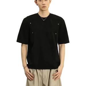 T-shirts haut de gamme pour hommes T-shirt uni personnalisé coupe ample 100% coton vierge impression simple - Product Image 1