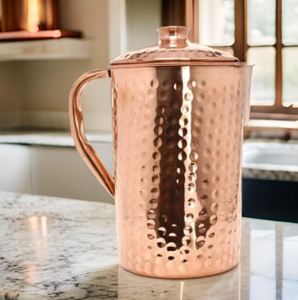Ensemble de carafes en cuivre pour un service décoratif haut de gamme, ensemble de service en métal pour eau avec verres, durable, réutilisable, pour la cuisine. - Product Image 4
