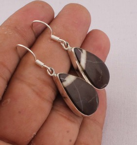 Pendientes de Ónix Natural Rayado en Plata de Ley 925, Pendientes Colgantes de Gema en Forma de Lágrima, Joyería Artesanal de Ágata Rayada al por Mayor - Product Image 3
