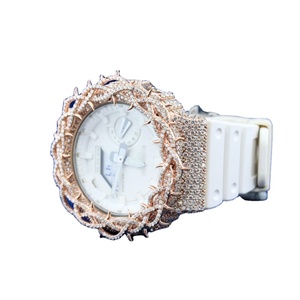Montre élégante Hip Hop de luxe, demi-sertie de moissanite, clarté VVS, diamant, acier inoxydable, bracelet en cuir, quartz, épines, pour homme et femme - Product Image 1