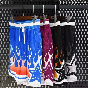 Men's Blue Print Mesh Basketball Shorts Drawstring Closure Breathable Regular Fit Summer Sportwear Adult - Product Image 6