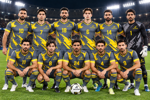 Conjunto de Camiseta de Fútbol Gris y Amarillo con Estampado en Contraste Sublimado, Manga Corta para Hombre, Corte Atlético, Uniforme para Todas las Temporadas, Tela de Secado Rápido - Product Image 5