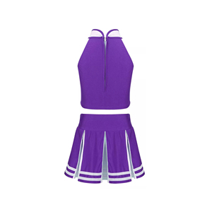 Uniformes de cheerleading sans manches, style jupe, avec impression pailletée du logo CHEER pour enfants, en stock - Product Image 3