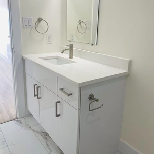 Meuble-lavabo d'angle en bois massif, design moderne, écologique, durable, résistant à l'eau, avec fermeture amortie, pour villas et hôtels - Product Image 1