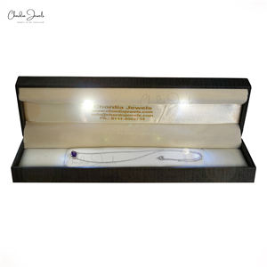 Productos en Tendencia: Collar Matinee de Oro Blanco Fino de 14k con Amatista de 8x6mm y Diamante G-H Redondo de 1mm, Collar de Piedra de Nacimiento - Product Image 4