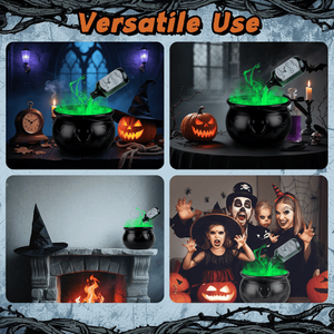 Halloween 2-in-1 USB Powered Witch Cauldron Floating Potion <b>Bottle</b> 4 LED Lights IPX8 Waterproof Green <b>Mist</b> Halloween Decoration - Product Image 4