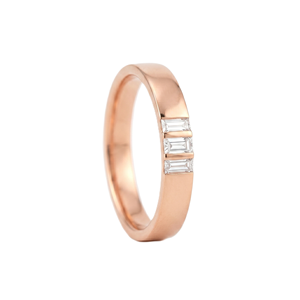 Anillo de Diamantes Cultivados en Laboratorio con Corte Baguette, Estilo Art Deco, Minimalista, con Tres Piedras, Oro Sólido de 14K/18K, Anillo de Boda Apilable, Anillo de Aniversario - Product Image 4