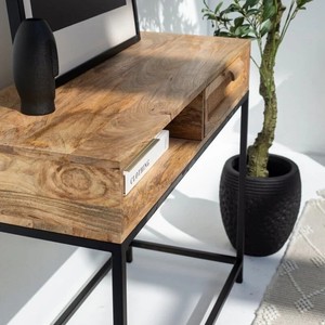 Console à un tiroir Vandana Lunaris Astra en rotin, meuble d'appoint moderne en osier naturel - Product Image 2