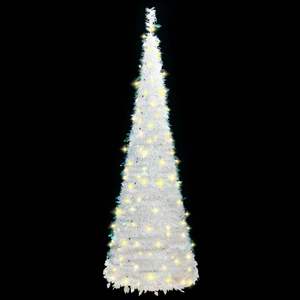 Árbol de Navidad Artificial de PVC Blanco de 70.9 Pulgadas de Alto y 23.6 Pulgadas de Ancho con Luces Navideñas - Product Image 2