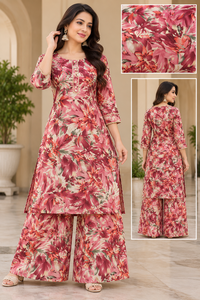 Tela de rayón con estampado de lámina metálica de tacto suave para todo tipo de estilos festivos, vestidos, blusas, trajes, saris, prendas étnicas de diseñador para mujer. - Product Image 1